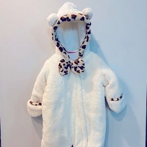 Weatherproof toddler girl’s one piece snowsuit